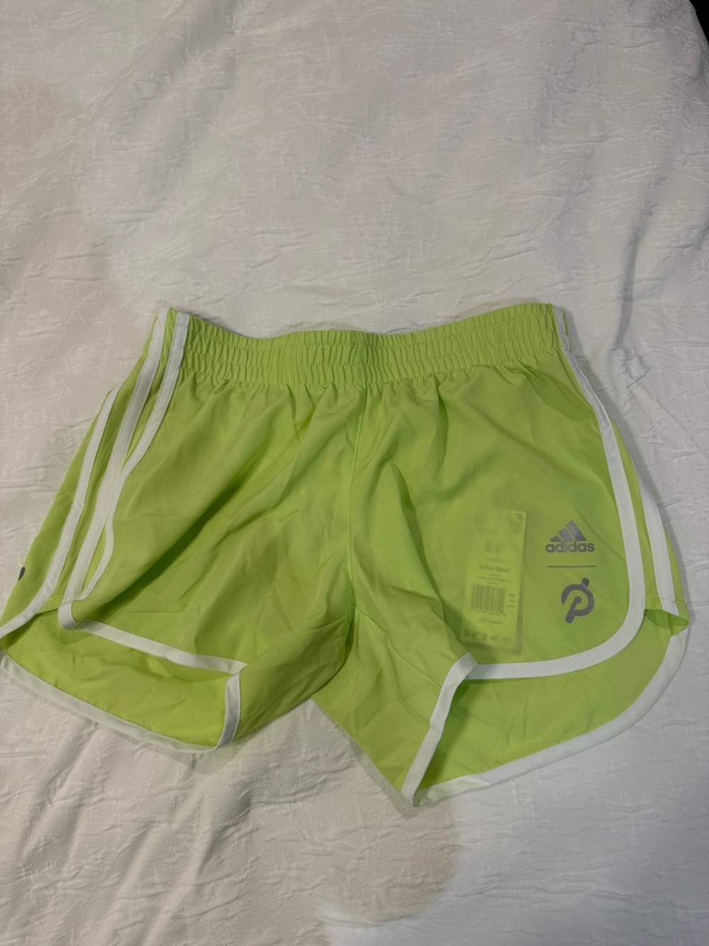 Neon Lime Athletic Running Shorts with White Trim